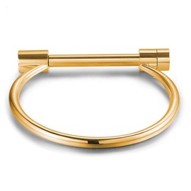 Cuff Bangle D Shape Bar Screw Shackle Horseshoe Bracelet Jewelry For Men Women Unisex (Gold)