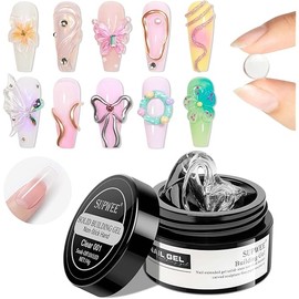 Solid Builder Gel for Nails - 3D Nail Art Gel Clear Non-Stick Hand for Carving Molding Patterns Decoration Exrend for Manicure DIY at Home 14g(0.49fl oz)