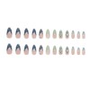 24 Pcs Light Green French Tip Press on Nails Medium