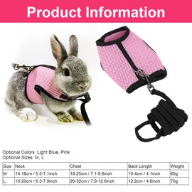 LuLiyLdJ Pink Rabbit Lead, Dwarf Rabbit Accessories, Rabbit Lead, Rabbit Toys for Rabbits with Elastic Pet Jogging Harness Lead (M)