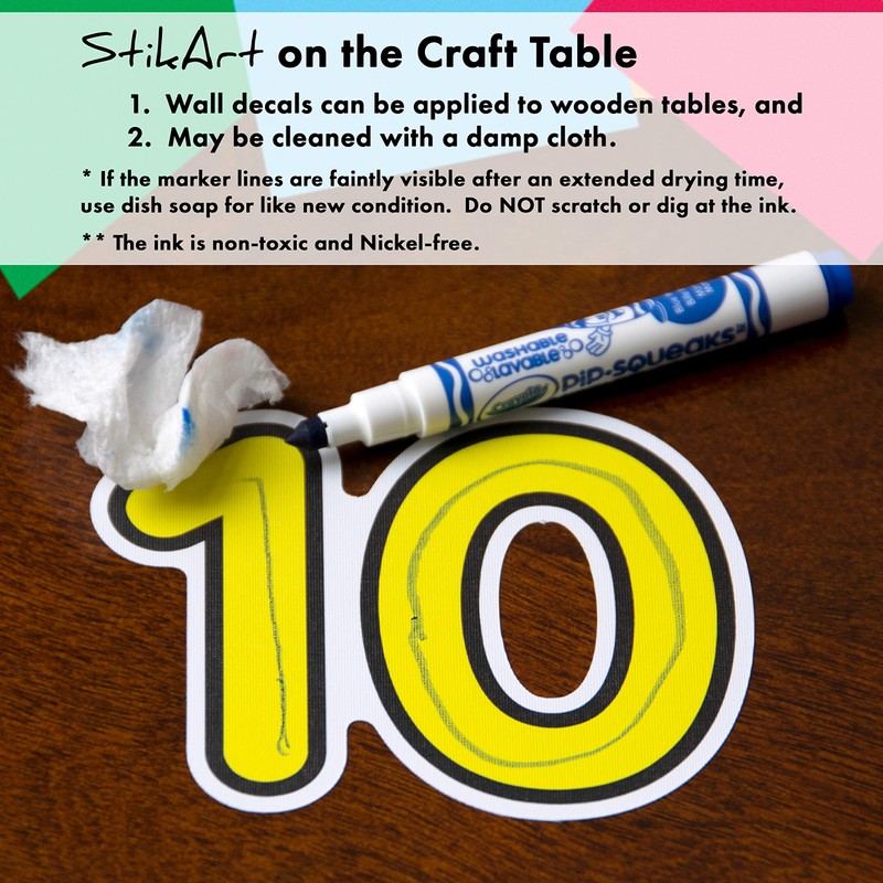 StikArt Number Decals for Preschool, Pre-K and Kindergarten Classrooms, 0-20,