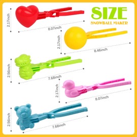 5Pcs Snowball Maker Clips Snow, Duck Rice Mould, Sushi Molds Rice Mold, Outdoor Snow Ball Maker Toy, Reusable Suitable for Adults and Children (Snowball+Love+Duck+Dinosaur+Bear)