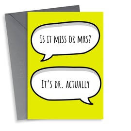 Funny PhD graduation card for female doctor graduates