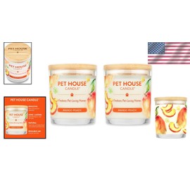 2 Pack of Clean Burning Mango Peach Pet House Candles - Eco-Friendly Luxury