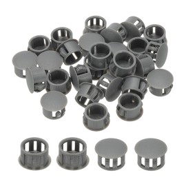 PATIKIL Plastic Hole Plugs, 48 Pcs 3/5"(15mm) Plastic Plugs Screw Hole Plug Snap Desk Grommet Buckle Knockout Locking Plugs Furniture Insert End Cap for Holes Kitchen Cabinet, Gray