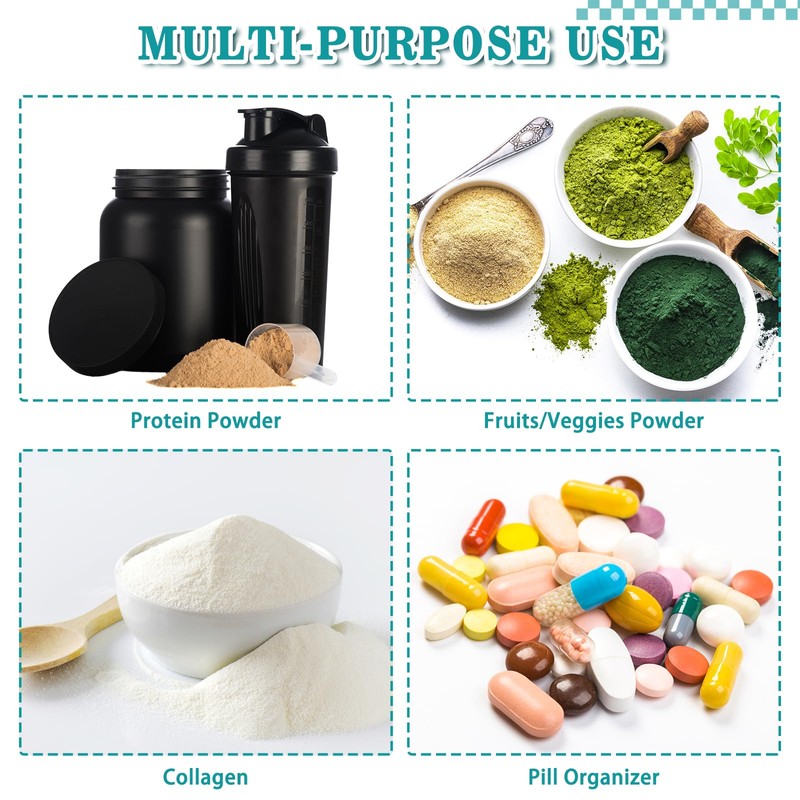 MUOUAKATE Protein Powder Travel Container Set - Reusable Powder Supplement