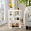 YUFAM 3-Tier Small Narrow Wood Side Table with Charging Station,