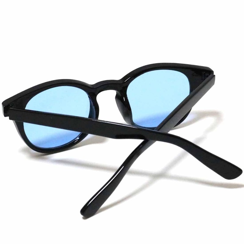 [FashionBerry] ブラック×Lブルー サングラス 度なしメガネ ファッションメガネ 色付き おしゃれ眼鏡 めがね 眼鏡 メンズ