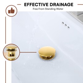 Dorence | Pop Up Drain Stopper for Bathroom Sink Gold- Without Overflow for Vessel Sink Lavatory - Anti-Clog and Overflow Polished Nickel Finish - Stylish Design and Easy to Install