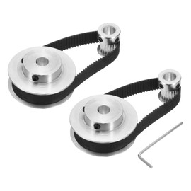QUARKZMAN Set of 2 GT-2 Synchronous Wheel 20 & 60 Teeth 8 mm Bore, Aluminium Alloy Timing Belt Pulley with 2 Pieces Length 200 mm Width 10 mm Belt for 3D Printer, CNC Machine (20-60T-8B-10)
