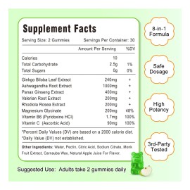 Vzoxains Ginkgo Biloba Gummies Con Ginseng Y Magnesio