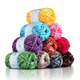 Yinsun 10x50g Multi Color Acrylic Yarn 50g 1750 yards Crochet Yarn Starter kit with Purple Bag for Knitting Crocheting Weaving Adult and Kid Craft Projects