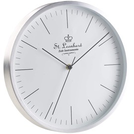 St. Leonhard Kitchen Clock Radio Silent: Modern Aluminium Radio Wall Clock, Whisper Quiet Sweep Movement, Diameter 31 cm (Radio Wall Clock Living Room Silent, Wireless Wall Clock Silent Modern,