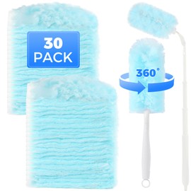 30PCS Duster Refills Compatible with Flash, 360° Fluffy Dust Magnet Refill with Extended Handle, Disposable Microfiber Duster Refills for Cleaning