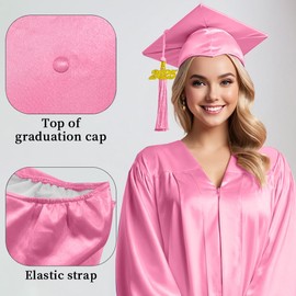 Herrenbek Shiny Graduation Cap and Gown 2024 2025 Tassel Adult Set for High School and Bachelor
