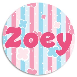 Kiwi Gifts Zoey - 25 Pack Circle Stickers 3 Inch - Name Tag Water Bottle School Supplies