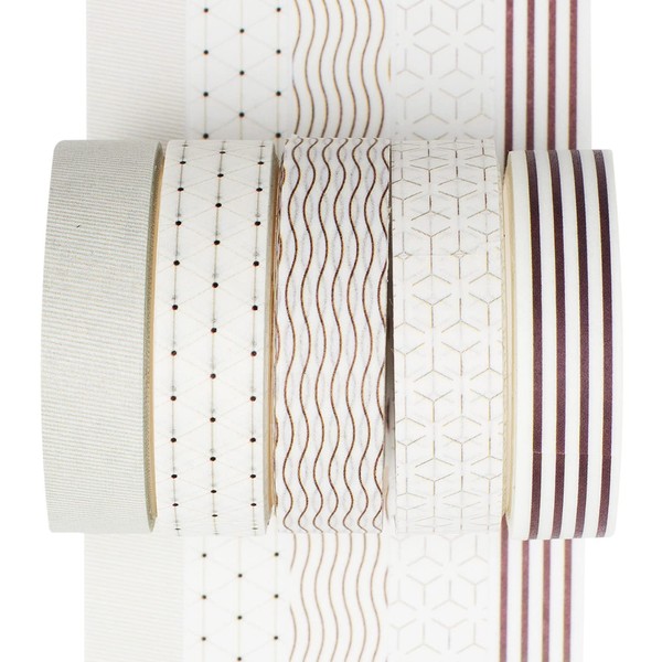 YUBX 5 Rolls Washi Tape Set Creative Basic Thin Decorative