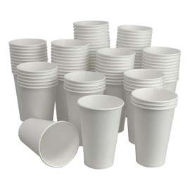 Bang Tidy Clothing 200 x 12oz Paper Cups for Hot & Cold Drinks - Disposable Paper Cups - Recyclable Coffee Tea Paper Cups Tableware for Your Home, Home Bar, Cafe, Office, Party Cups - White 300ml
