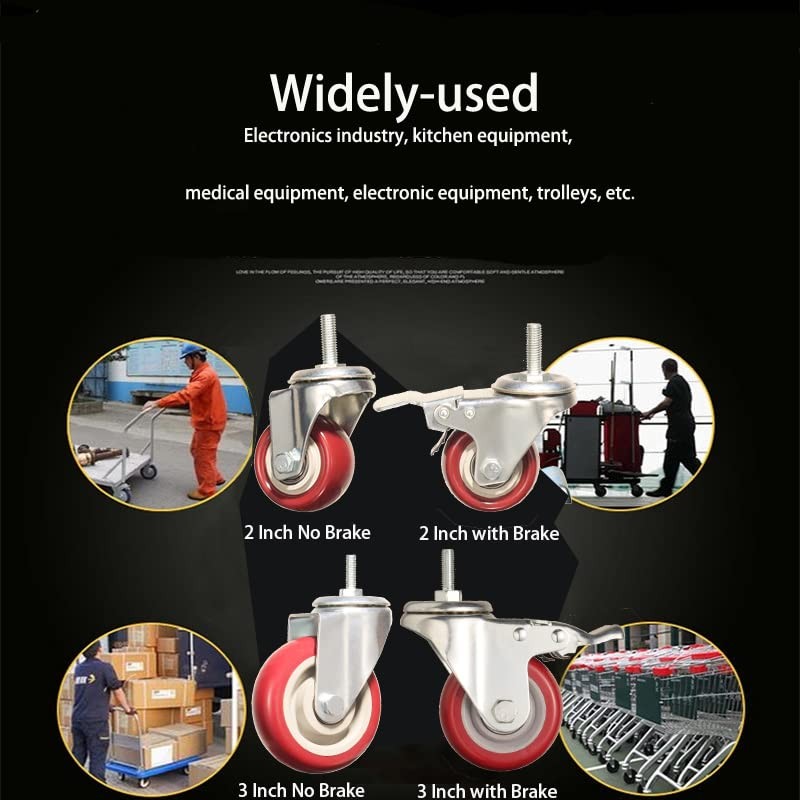Heavy Duty Stem Caster Wheels Double Bearing PU Castors No