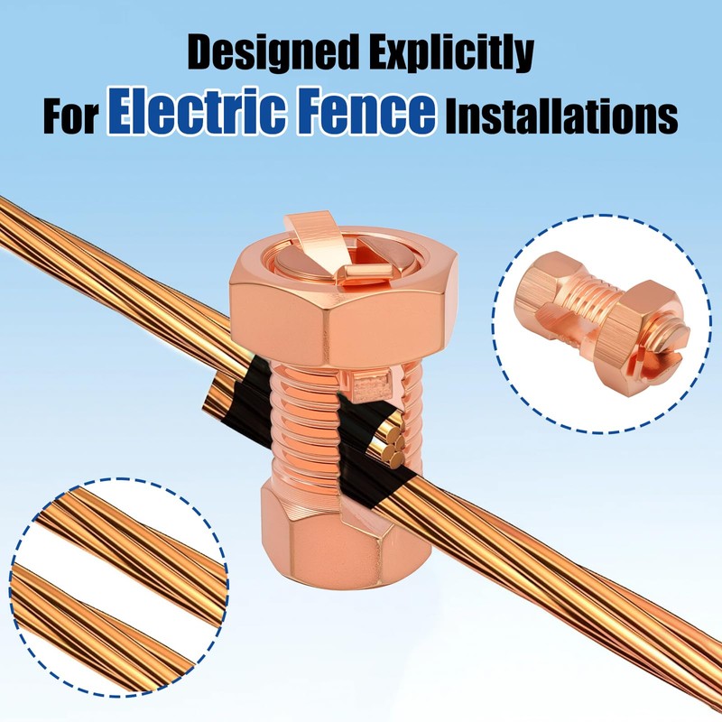 Electric Fence Split Bolt Connectors - High Strength Solid Copper