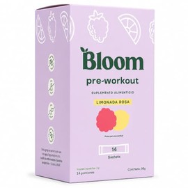 Bloom Nutrition Pre Workout | Alta Energía Natural Sin Azúcar | Con Vitamina C y B12 | Sin Azúcar | Sabor Limonada Rosa - 14 Sobres