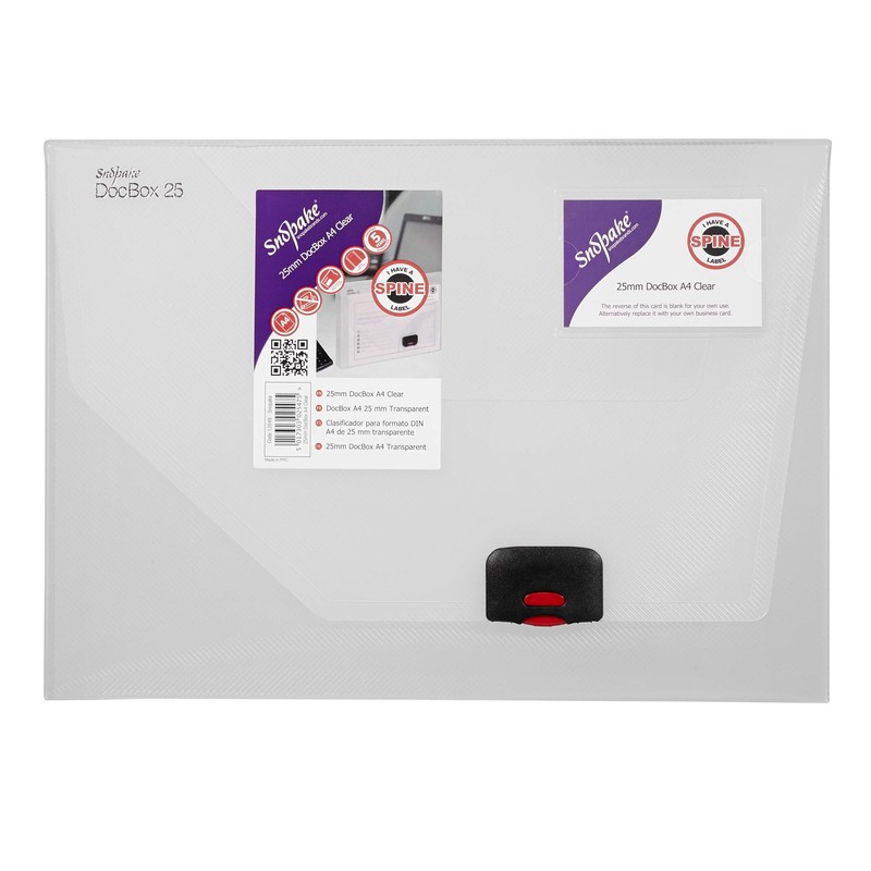 Snopake A4 DocBox Clear 25 mm Box File with Push