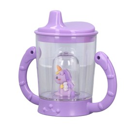 150ml Baby Learning Drink Cup Leak Proof Detachable Handle Spout Sippy Cup for Kids Toddlers Purple