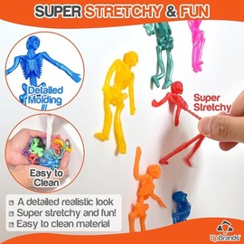 UpBrands 60 Halloween Handouts, Small Toys Classroom Prizes Stretchy Skeleton Bulk Set, 12 Colors, Kit for Birthdays, Pinata Filler, Small Classroom P