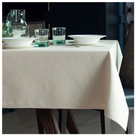 Organic Cotton Tablecloth for Dining Party/Kitchen; Easy-Care Washable Protective Heavyweight Fabric; Eco-Friendly Durable Material Table Cloth for Your Home Decoration (Cream, 142 x 245cm)
