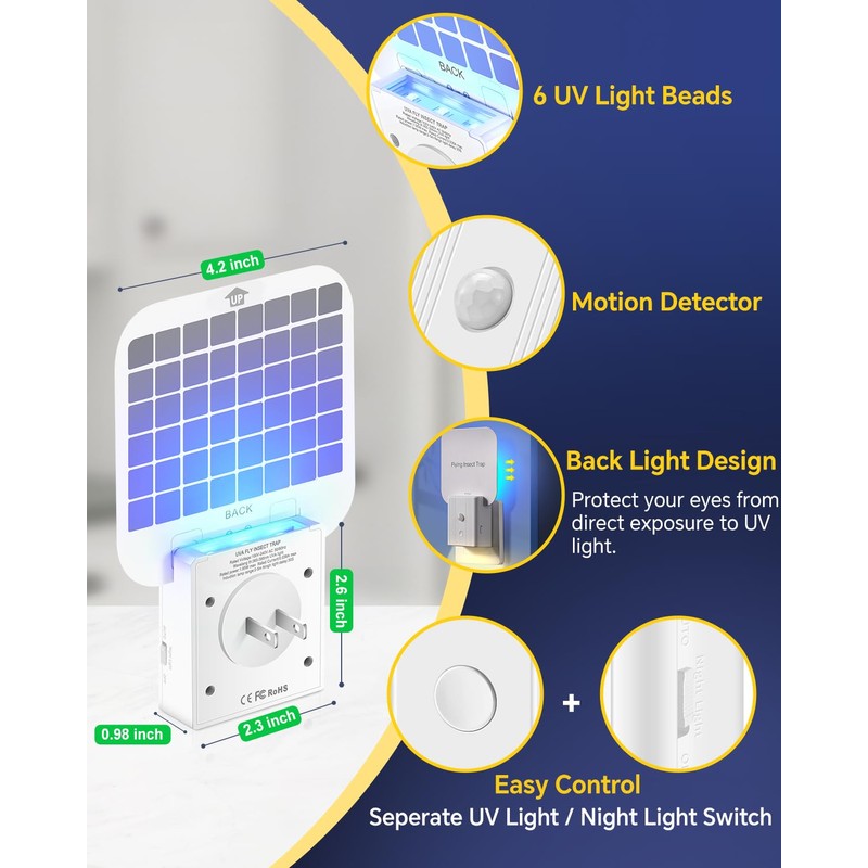 Fly Trap Indoor- 2 in 1 Plug in Fly Trap
