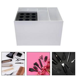 Generic Hairdressing Storage Box Hair Stylist Scissors Container Hairdressing Tools Storage Box for Combs Home Clips Hairstyling Hair, White 9 Holes