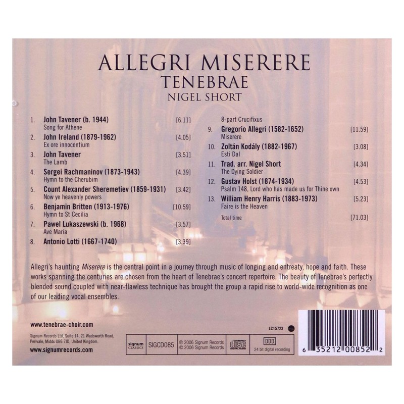 Allegri - Miserere (Tenebrae, Short)