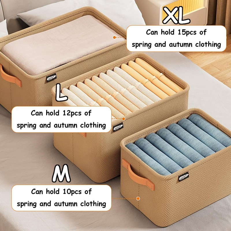Taoluwin Wardrobe Clothes Organizer, Large Capacity Closet Storage Baskets with