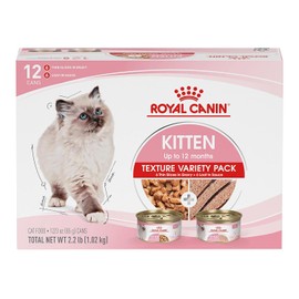 Royal Canin Feline Health Nutrition Kitten Thin Slices in Gravy and Loaf in Sauce Variety Pack Cat Food, 3 oz (Pack of 12)
