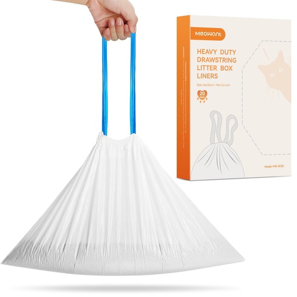 MeoWant Cat Litter Box Liners, Drawstring Receptacles Bags Thickened Waste