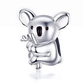 Qings Koala Charms Bead for Bracelets and Necklaces Making 925 Sterling Silver Jewelry Lovely Animal Pendant for Women and Girls as Gift