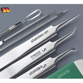 Groundhigh 그라운드하이 피부과핀셋 핀셋 여드름집게 집게 [초정밀 클립 곡선+초정밀 니들] Groundhigh Dermatology Tweezers Pimple Tweezers [Ultra-Precision Clip Curved + Ultra-Precision Needle]