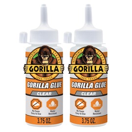 Gorilla - Pegamento transparente, botella de 3.1 onzas (paquete de 2) - Transparente, todo uso y resistente al agua