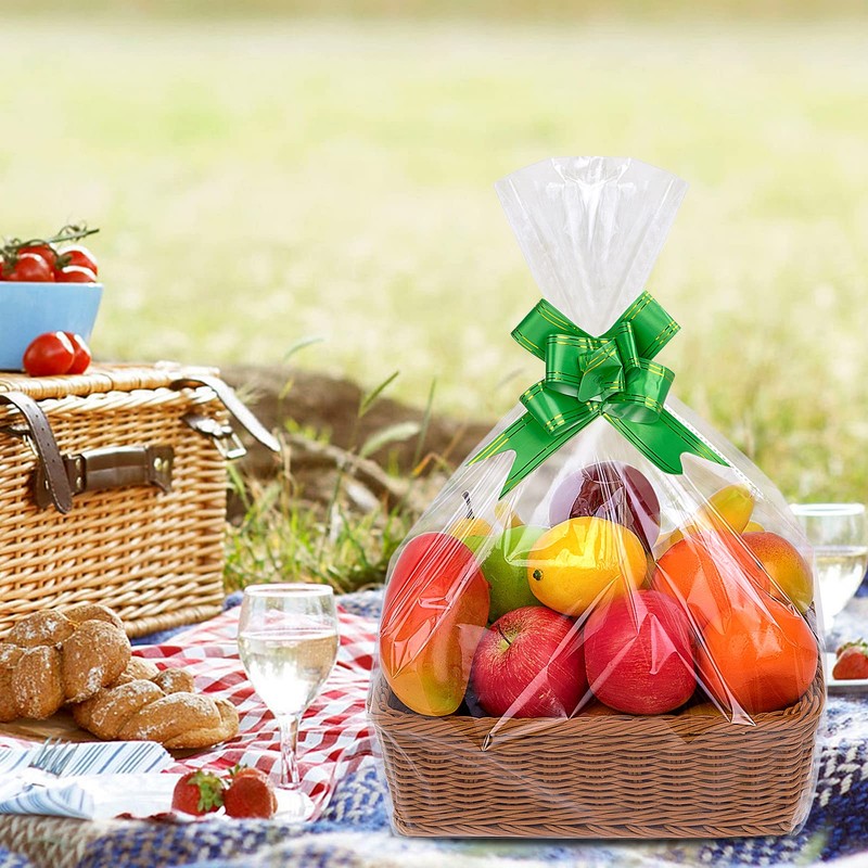 Awpeye Clear Basket Bags 20Pack Large Cellophane Gift Bags for