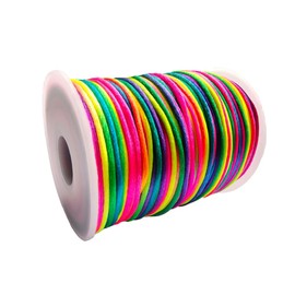 Paybous 1.5 mm x 110 Yards Nylon Satin Cord Beading Braided Thread String for Chinese Lucky Knotting Rattail Macrame Necklaces Bracelets Jewelry Making (Multicolored)