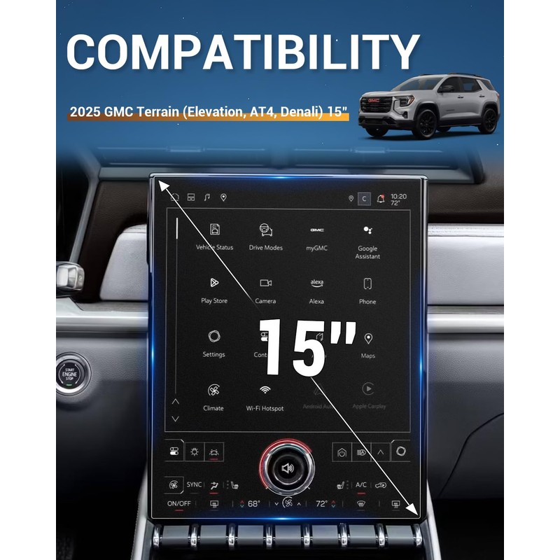 YEE PIN 2025 GMC Terrain Screen Protector Matte Anti Glare
