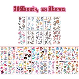 Mermaid Temporary Tattoo for Kids Under the Sea Cute Fake Tattoo Ocean Animals Waterproof for Girls Boys Body Face Tattoos Stickers Beach Art Birthday Party Favors Decorations