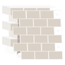 WalDecoo Subway Tile Peel and Stick Tile for Kitchen, Premium Beige 3D Self-Adhesive Kitchen Backsplash, Stick on Tiles Backsplash for Kitchen & Bathroom (10 Tiles, 12" X 12").