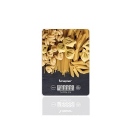 BEPER P102BIL003 Digital Kitchen Scale, Tempered Glass Top, Kitchen Scales with LCD Display and Touch Buttons, Tare Function, Maximum Capacity 5 kg, Automatic Shut-Off, Pasta Pattern