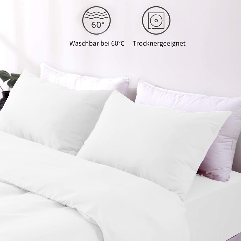 Hafaa White Pillowcases 2 Pack Brushed Microfiber Plain Pillow Cases