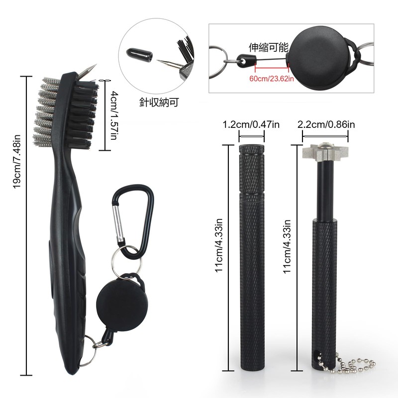 VIPMOON Golf Cleaning Tool Set, Iron Brush, Golf Club, Groove