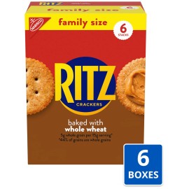RITZ Whole Wheat Crackers Family Pack 6 Boxes 19.3 Ounces Classic Snack