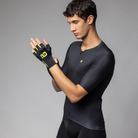Alé Cycling Unisex Velocissimo Crono Summer Gloves, Black/Fluo Yellow, XXL