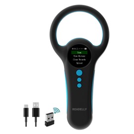 READELLY Pet Microchip Scanner, Store 500 Labels Animal Microchip Tag Reader Scanner, Three Ways to Connect,Upgrade 1.44" TFT Large Screen, Support to View History, Delete Records (Black)
