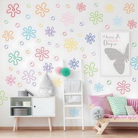 Flowers Bubbles Wall Decals Under The Sea Birthday Party Decorations Bubble Wall Stickers Peel and Stick Wallpaper for Baby Bathroom Nursery Girls Bedroom Toddler Room Wall Decor